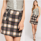 Plaid Zippered Mini Skirt