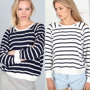 Distressed Striped Top