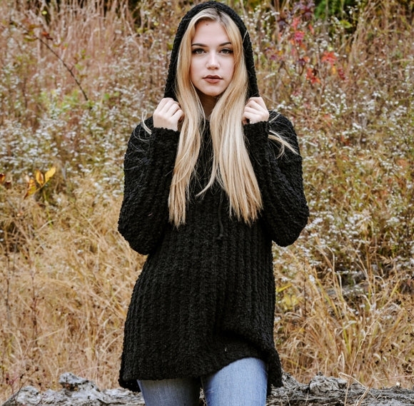 Hooded Chenille Sweater