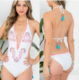 Embroidered One-piece Swim Suit