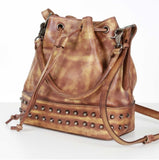 Studded Leather Bucket Bag
