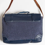 Leather Accent Crochet Messenger Bag