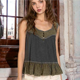 Eyelet Trimmed Sleeveless Top