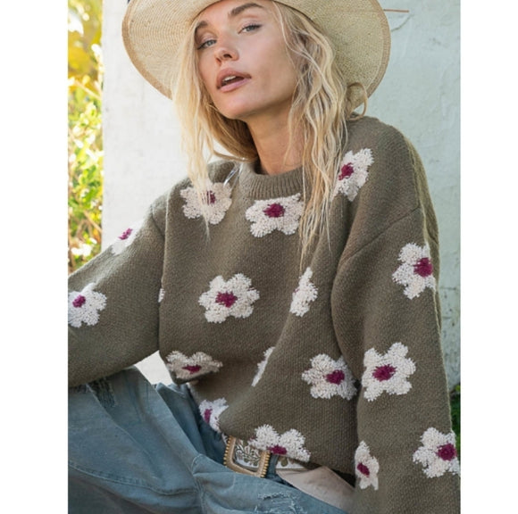 Textured Daisy Sweater