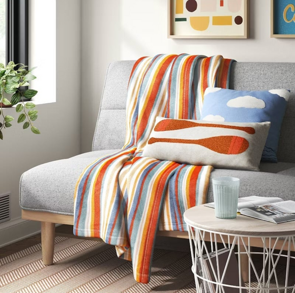 Plush Striped Throw Blanket