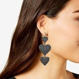 THALIA SODO Hematite Heart Earrings
