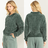 Chenille Button Front Sweater