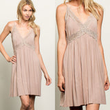 Lace Timmed Jersey Dress