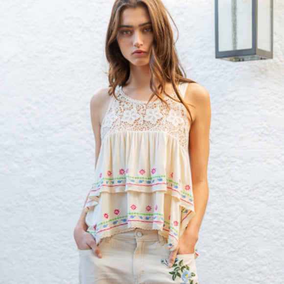 Lacey Embroidered Tank