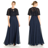 AIDAN MATTOX Hand Beaded Gown with Cape