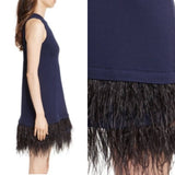 MILLY Knit Feather Trimmed Shift Dress