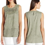 VINCE CAMUTO Micro-suede Perforated Top