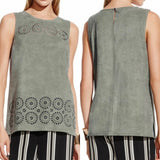 VINCE CAMUTO Micro-suede Perforated Top