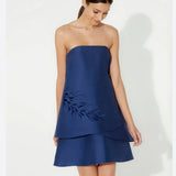 HALSTON Strapless Tiered Mini Dress