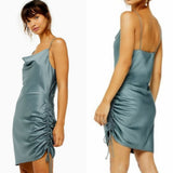 TOPSHOP Ruched Satin Mini Dress