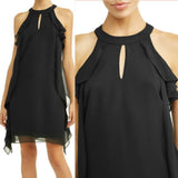 NINE WEST Ruffled Chiffon Halter Dress