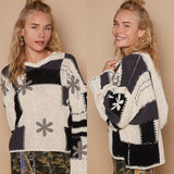 Hooded Chenille Patch Sweater