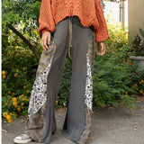 Wide Leg Patchwork Pants