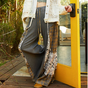 Wide Leg Patchwork Pants