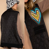 Quilted Heart Patch Vest