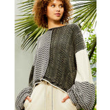 Contrasting Balloon Sleeve Sweater