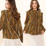 High Neck Abstract Blouse