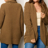 Textured Open Front Cardigan Sweater