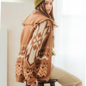 Zip Front Aztec Cardigan Sweater