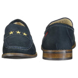 MARC JOSEPH Kid's Embroidered Leather Navy Madison Loafers