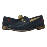 MARC JOSEPH Kid's Embroidered Leather Navy Madison Loafers