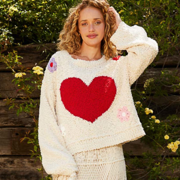 Embroidered Heart Sweater