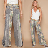 Wide Leg Patchwork Jeans