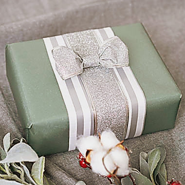 KIRKLAND SIGNATURE Wired Silver Glitter & Sequin Ribbon