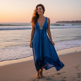 KOMAROV Embellished Charmeuse Midi Dress