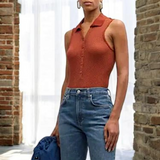FRAME Mesh Lace Sleeveless Polo