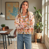 Paisley Knit Cardigan Sweater