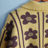 CIDER Floral Knit Polo Sweater