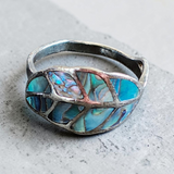Vintage Abalone Leaf Ring