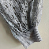 Waffle Knit Lace Sleeve Top