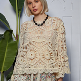 POL Open Weave Crochet Sweater