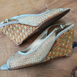 PRADA Woven Wedge Sandals