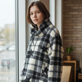 MARISSA OLIVIA Sherpa Fleece Cowl Neck Top