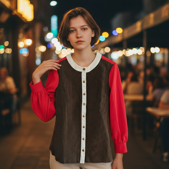 Vintage Color Block Top
