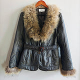 Vintage Fur Trimmed Belted Jacket
