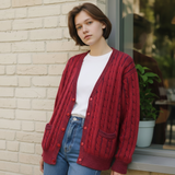 Vintage Cable-Knit Cardigan Sweater