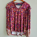 DEMOCRACY Floral Peasant Blouse