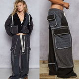 Drawstring Patchwork Pants