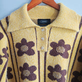 CIDER Floral Knit Polo Sweater