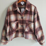 FOR THE REPUBLIC Cropped Plaid Shacket