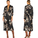 VINCE Lisianthus Tie Front Satin Shirt Dress